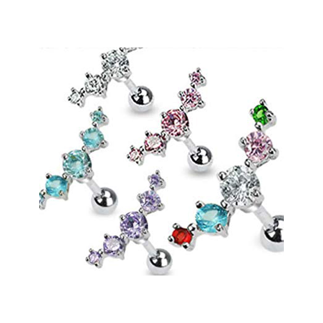 Multi-gem Cartilage Tragus Bar